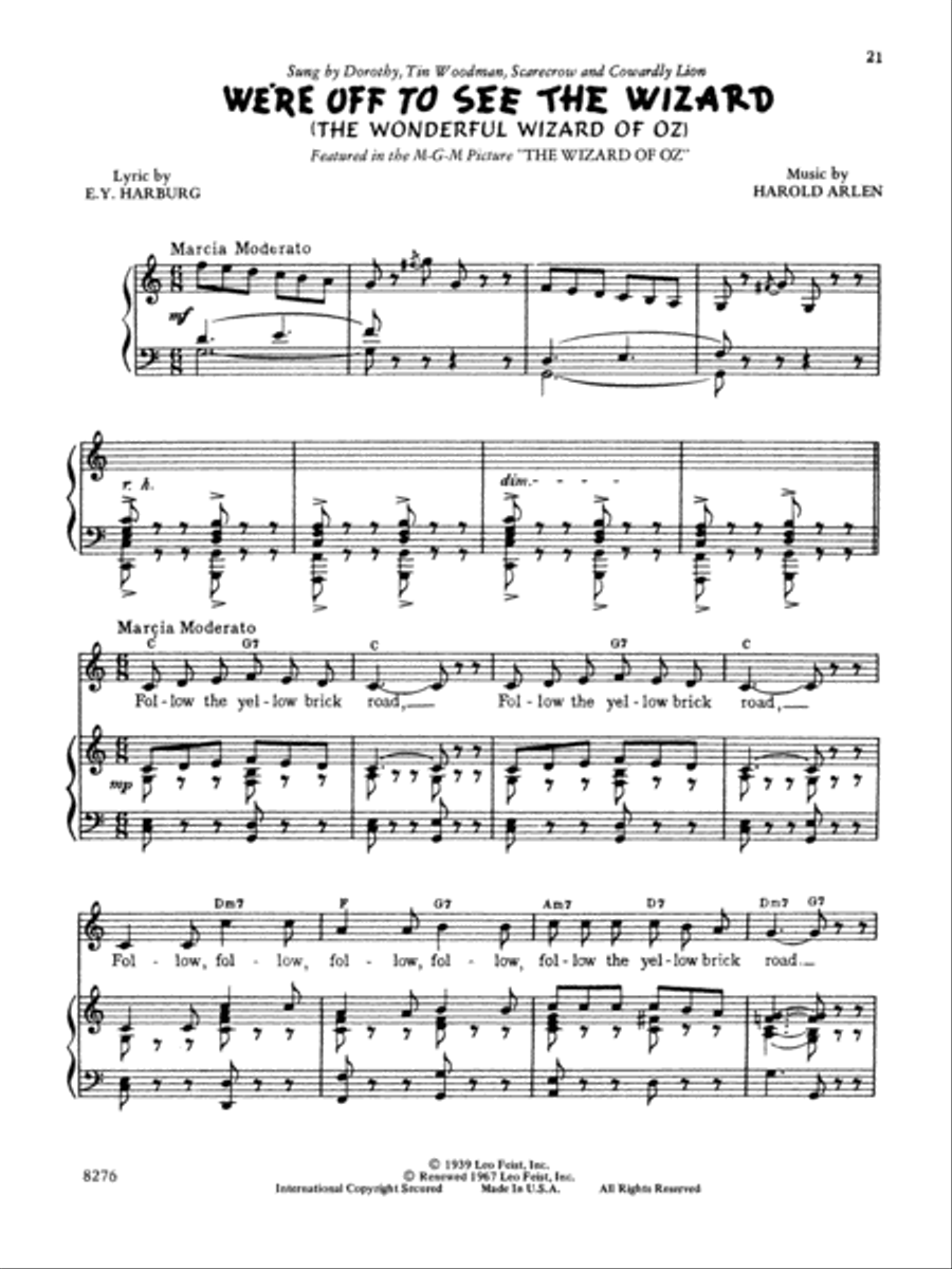 The Wizard Of Oz - Vocal Selections Piano, Vocal, Guitar scores gallery preview page 3