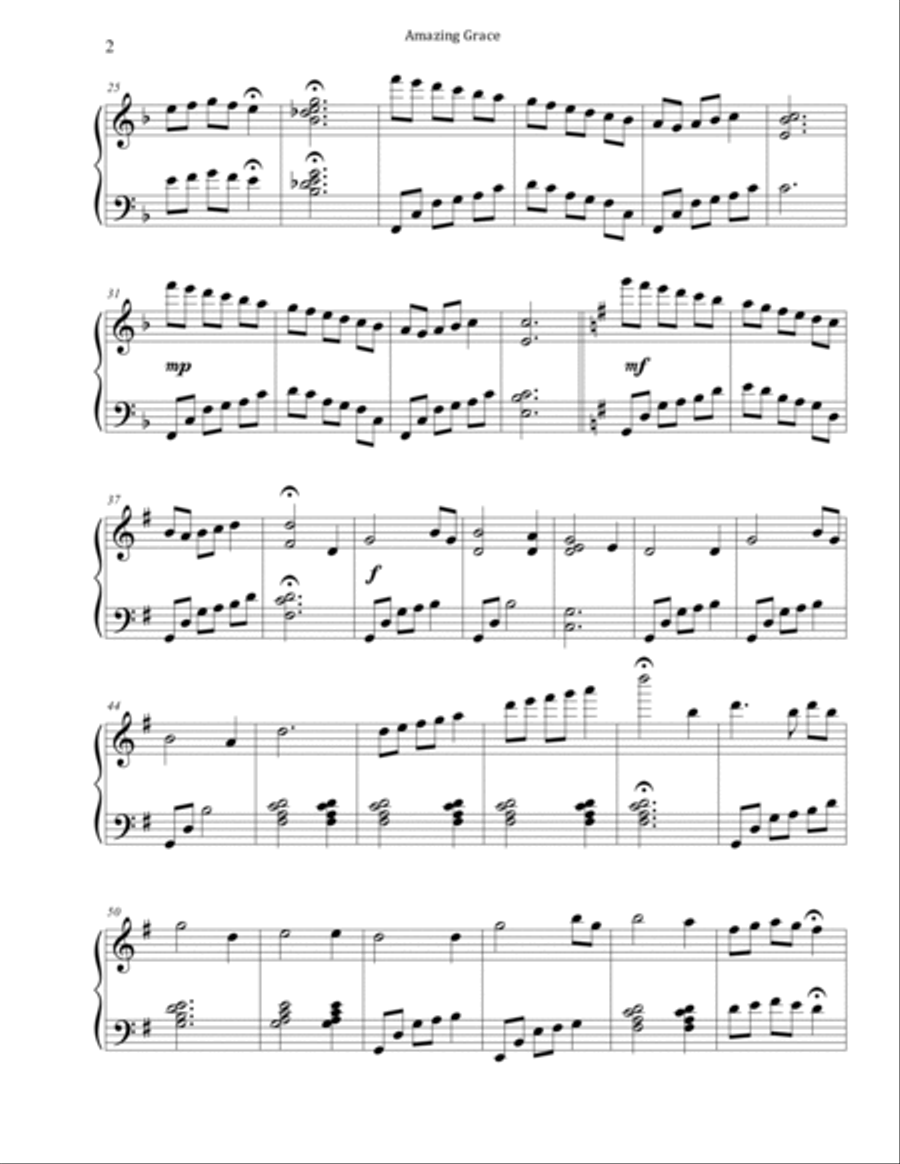 Amazing Grace (Advanced Piano) Amazing Grace (Advanced Piano) Piano Solo scores gallery preview page 2