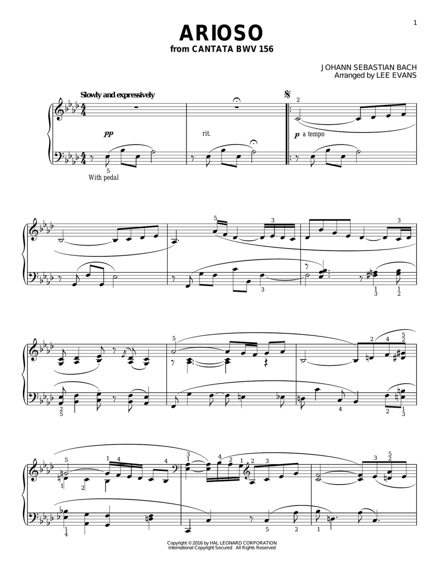 Arioso Piano Solo scores gallery preview page 1