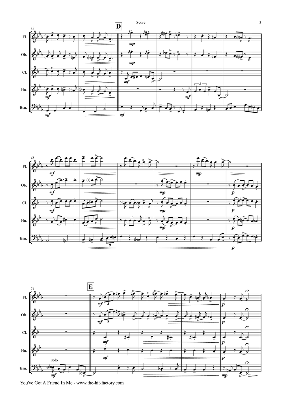 You've Got A Friend In Me Woodwind Quintet scores gallery preview page 3