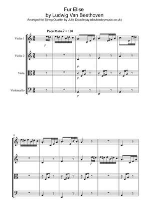Book cover for Beethoven: Fur Elise for String Quartet - Score and Parts