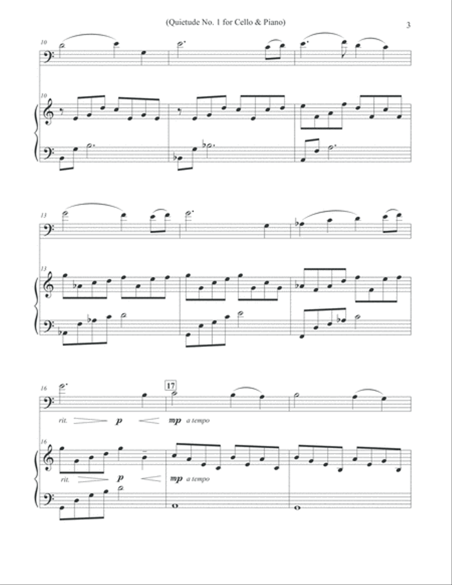 Quietude No. 1 - Cello & Piano Piano scores gallery preview page 3
