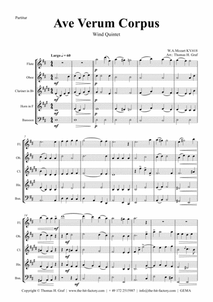 Ave Verum Corpus - W.A. Mozart - Wind Quintet