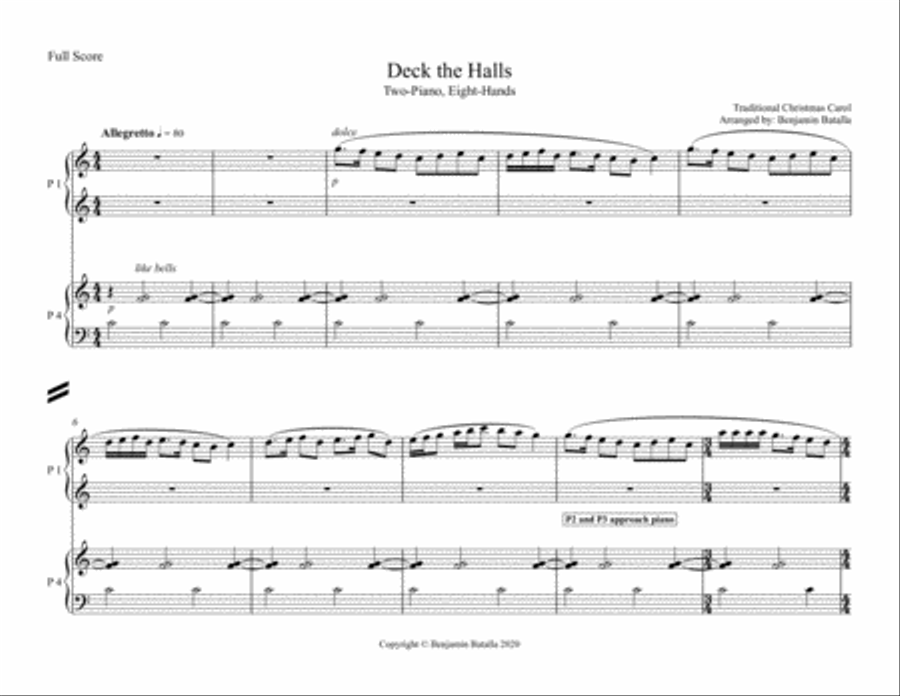 Deck the Halls Piano Eight-Hands Small Ensemble scores gallery preview page 2