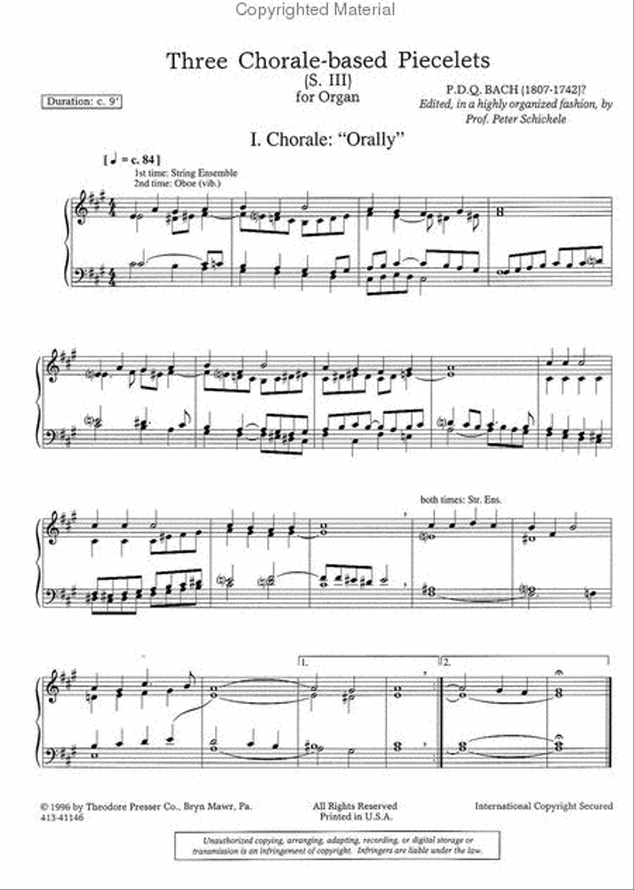 Three Chorale-Based Piecelets Chamber Music scores gallery preview page 2