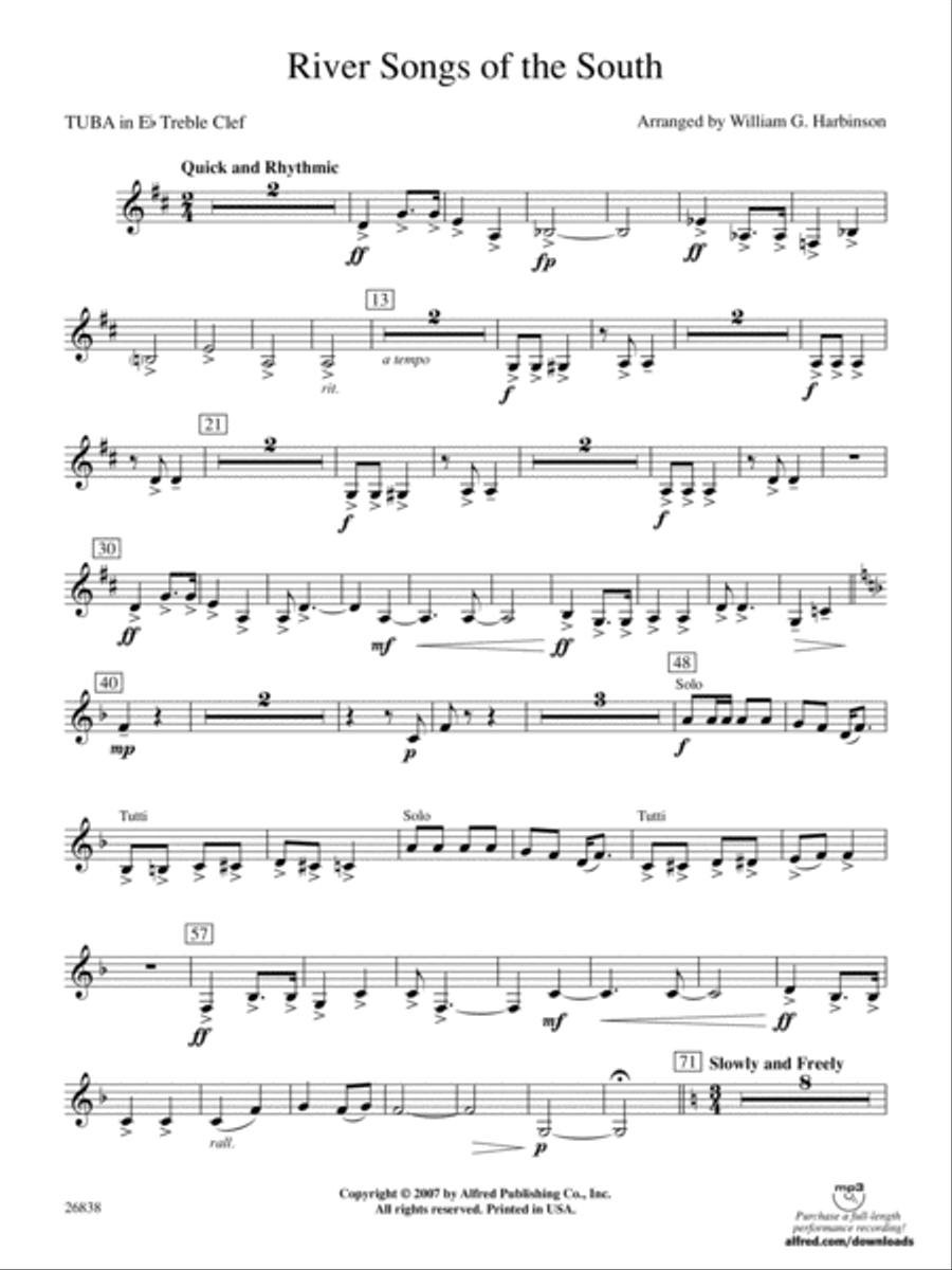 River Songs of the South: (World Part) E-flat Tuba T.C. Concert Band scores gallery preview page 1