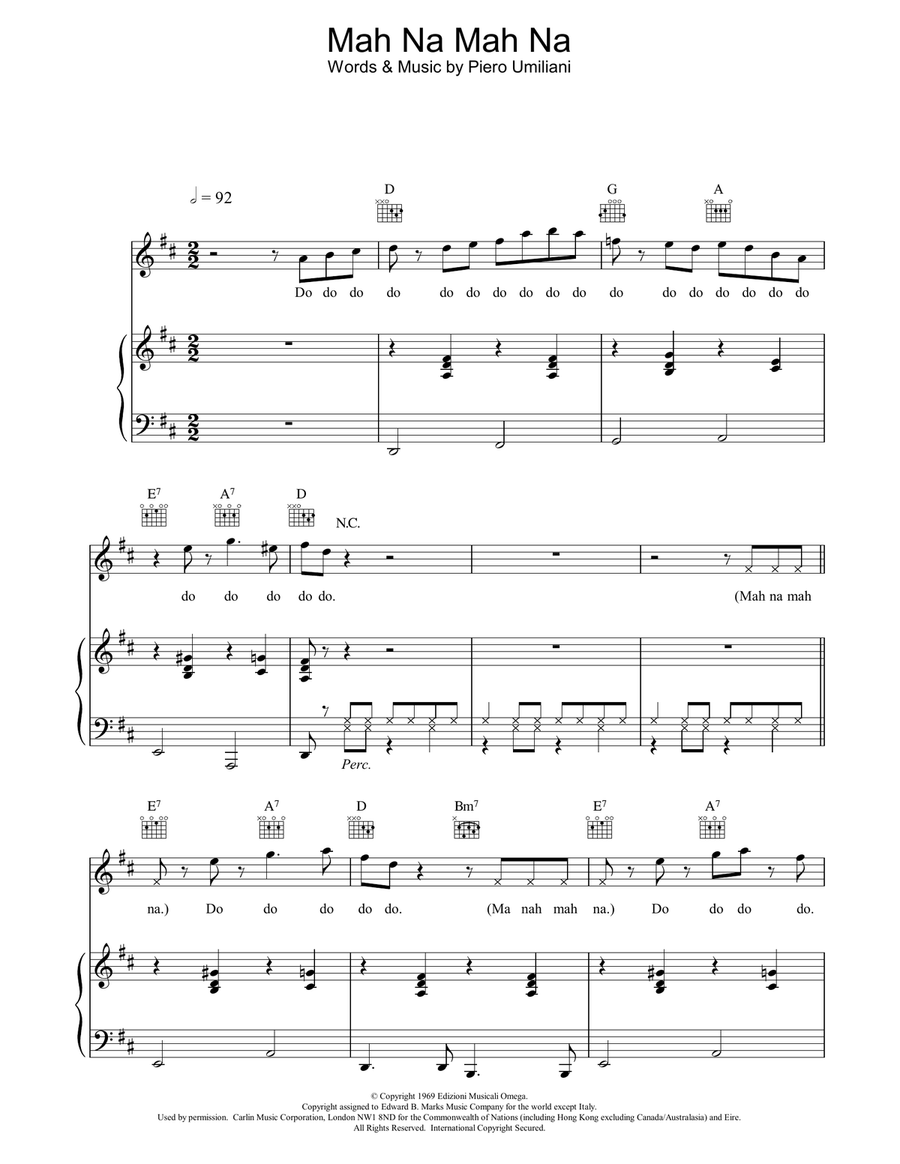 Mah Na Mah Na Piano, Vocal, Guitar scores gallery preview page 1