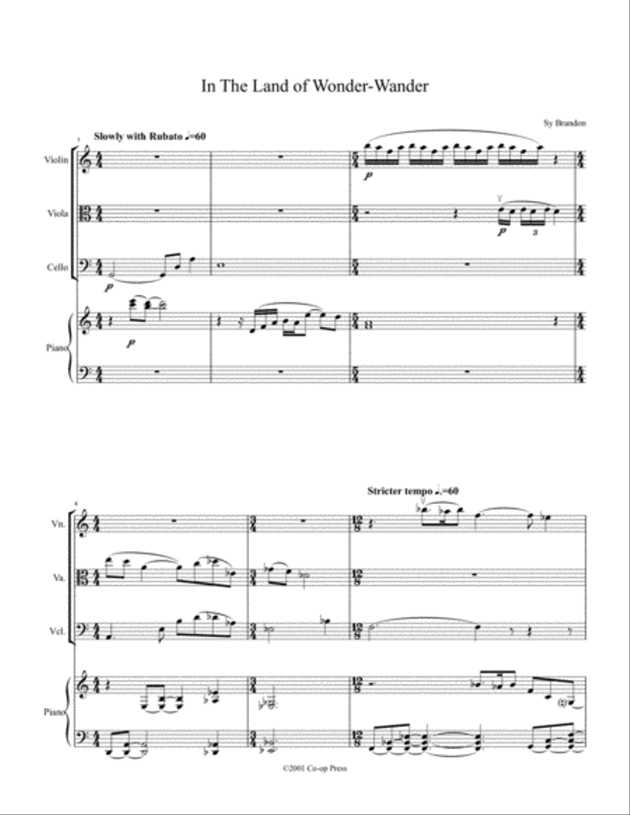 In The Land of Wonder-Wander for Piano Quartet Piano Quartet scores gallery preview page 1