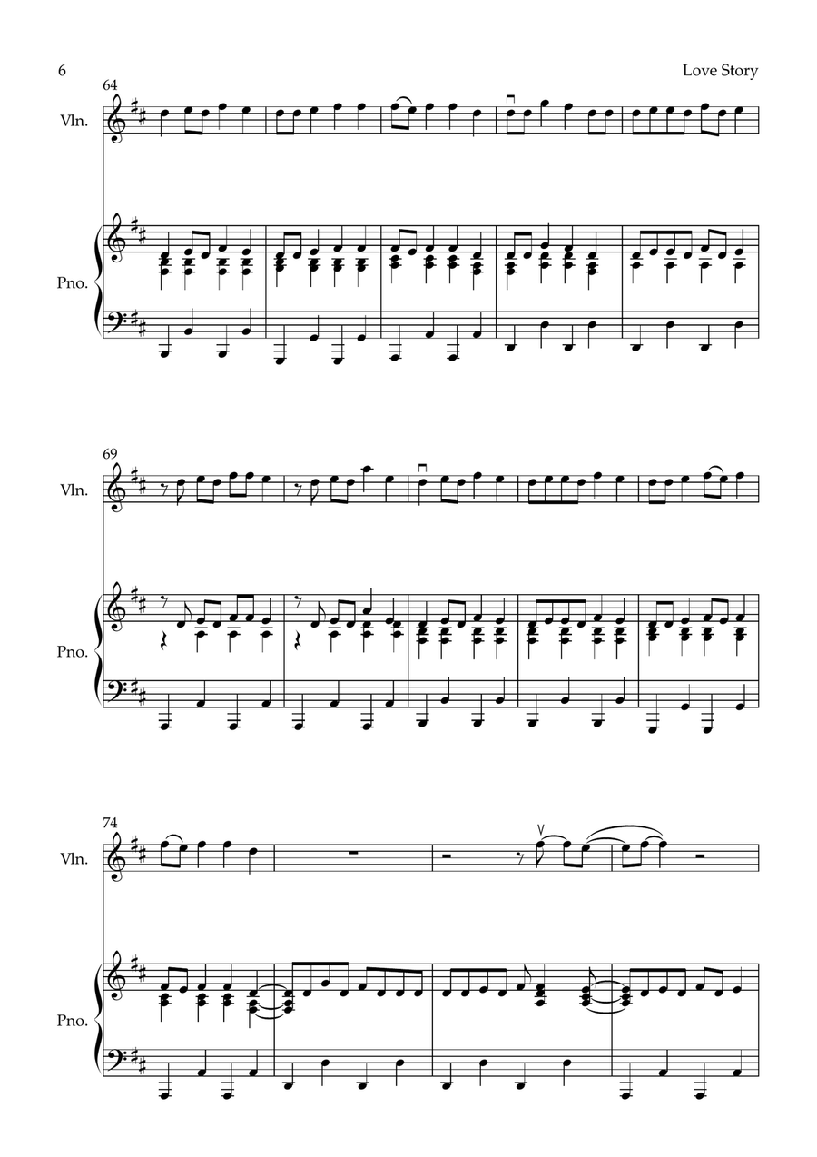 Love Story Violin Solo scores gallery preview page 6