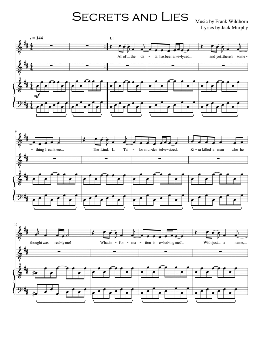 Secrets & Lies Secrets & Lies Voice scores gallery preview page 1
