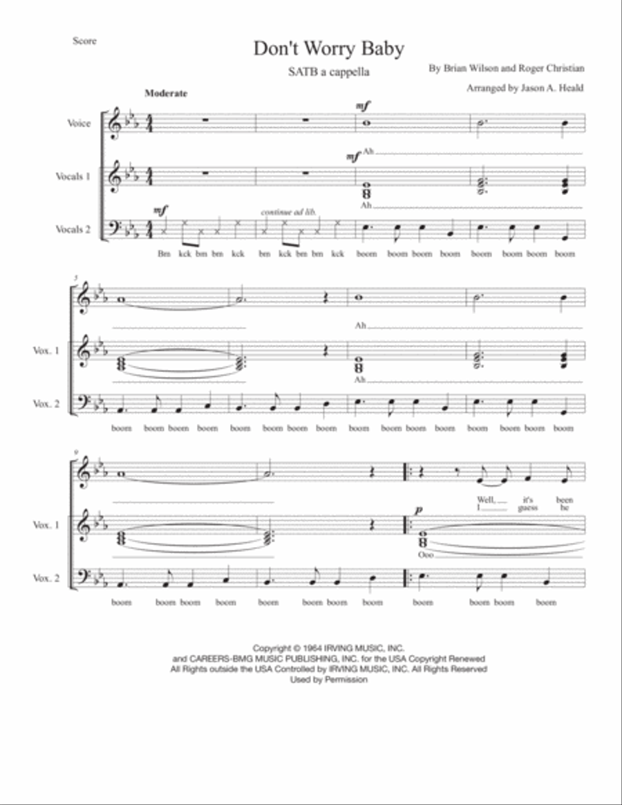 Don't Worry Baby 4-Part scores gallery preview page 3