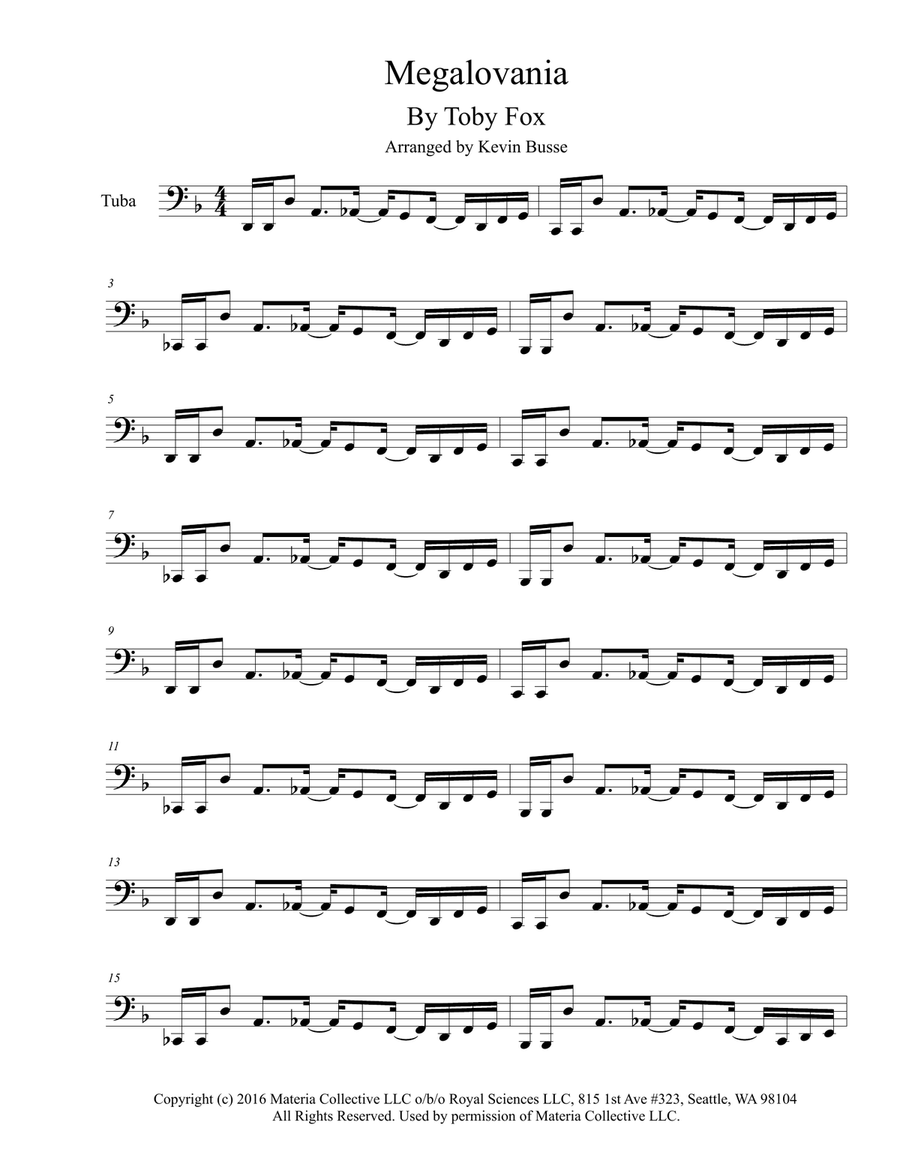 MEGALOVANIA (from Undertale) Tuba scores gallery preview page 1