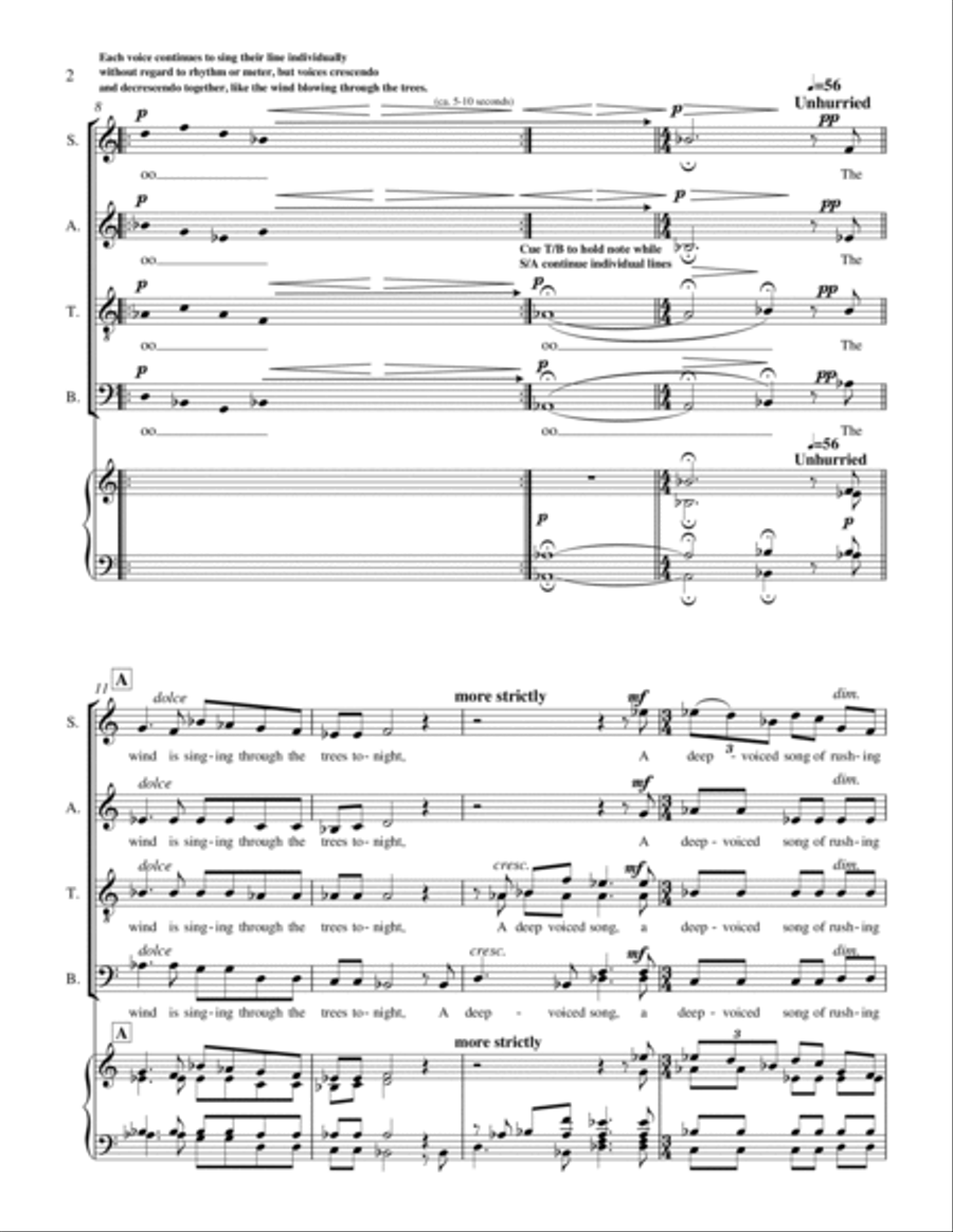 At Night for SATB a cappella 4-Part scores gallery preview page 4