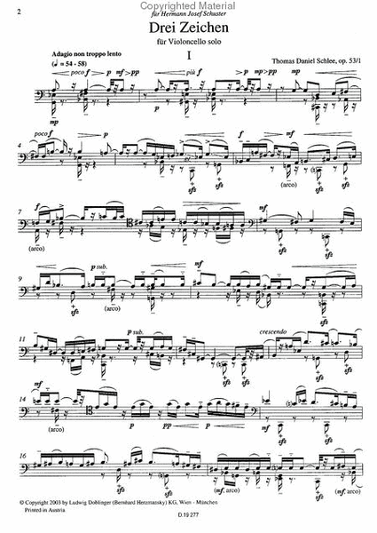 Drei Zeichen fur Violoncello solo op. 53