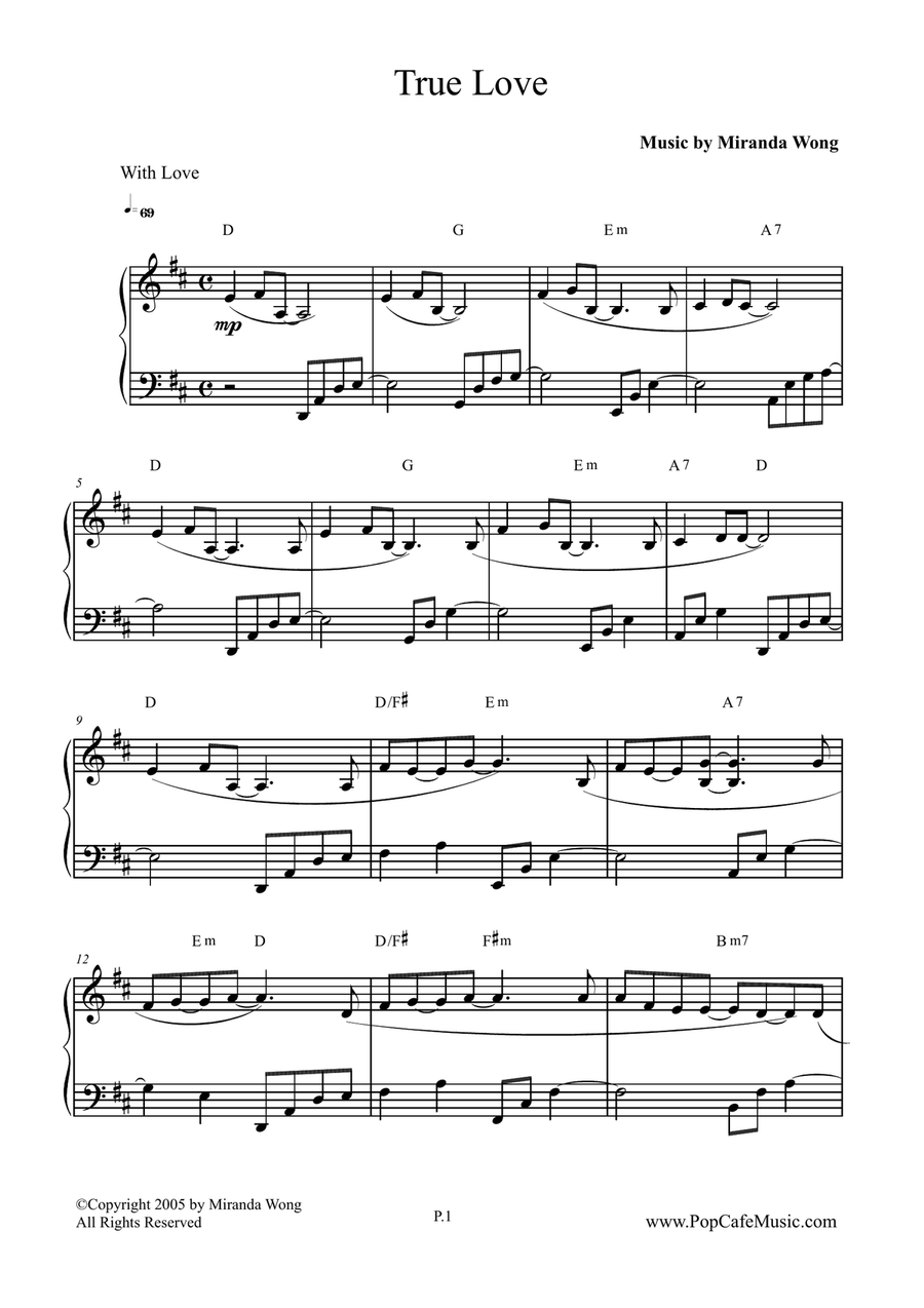 True Love - Wedding Piano Music 4-Part scores gallery preview page 2