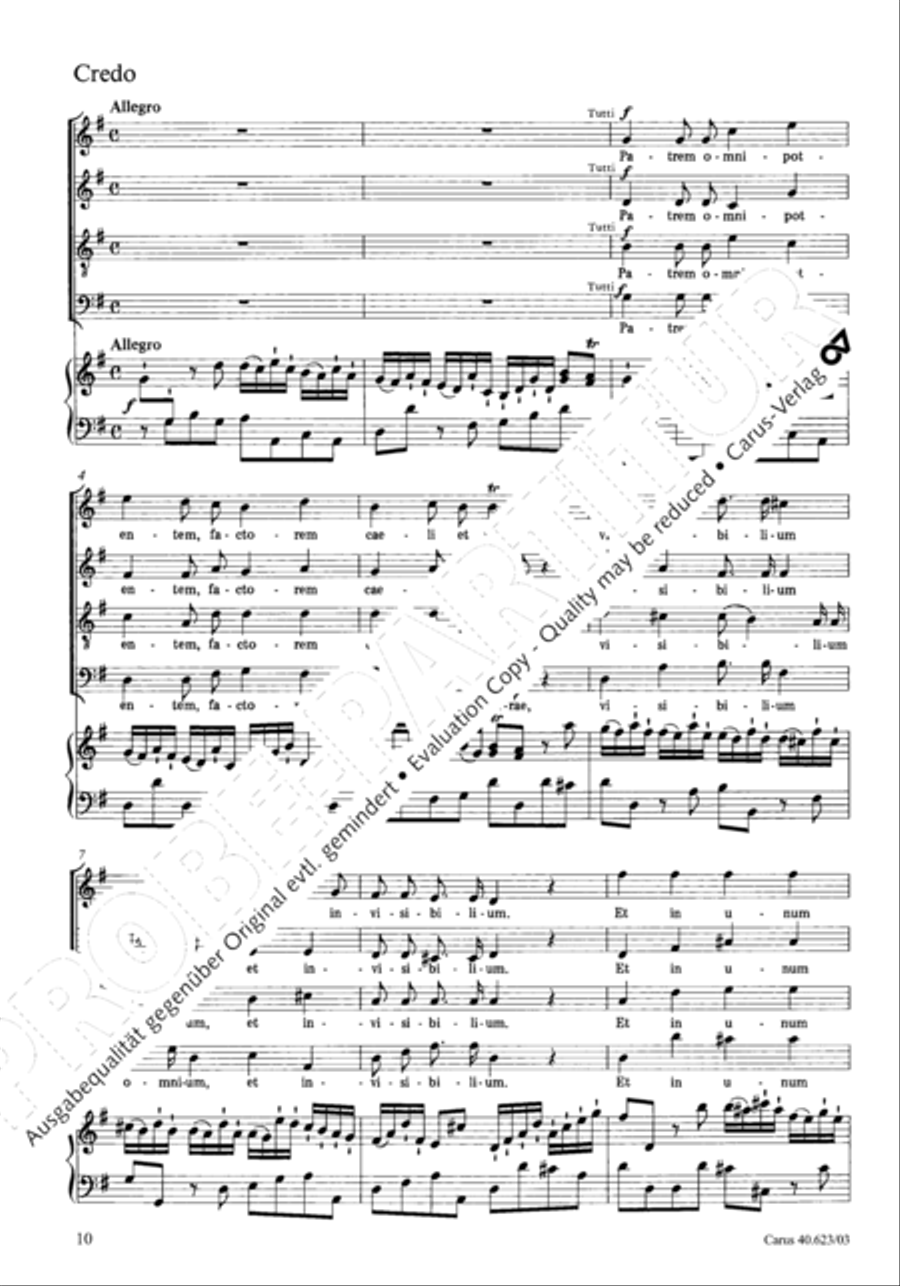 Missa brevis in G major 4-Part scores gallery preview page 13