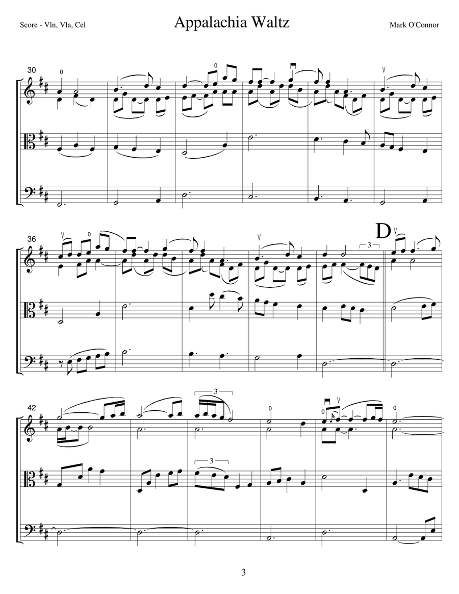 Appalachia Waltz (score - vln, vla, cel) String Trio scores gallery preview page 6