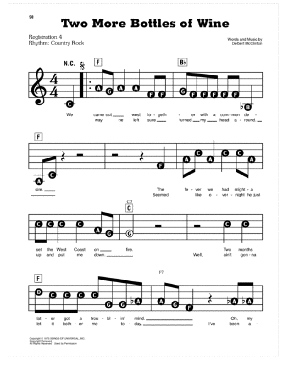 Two More Bottles Of Wine Electronic Keyboard scores gallery preview page 1