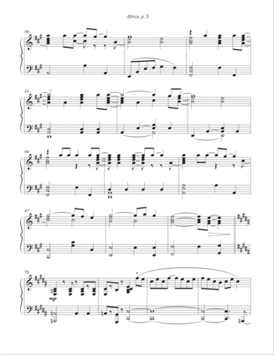 Africa Piano Solo scores gallery preview page 5
