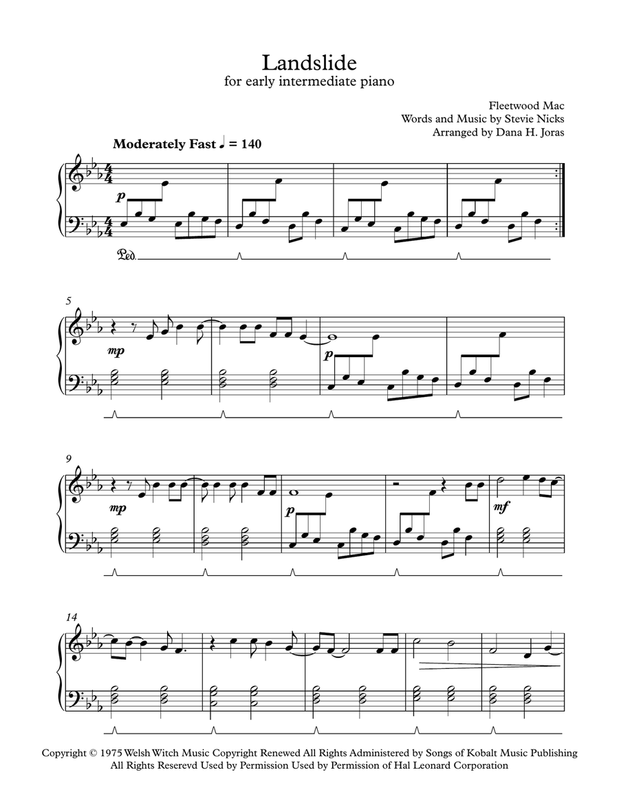 Landslide Piano Solo scores gallery preview page 1