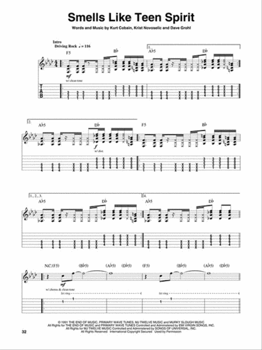 Nirvana Nirvana Guitar Tablature scores gallery preview page 7