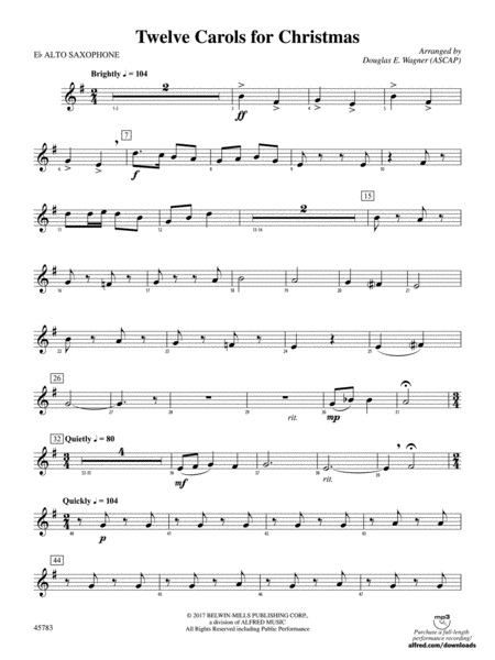 Twelve Carols for Christmas: E-flat Alto Saxophone