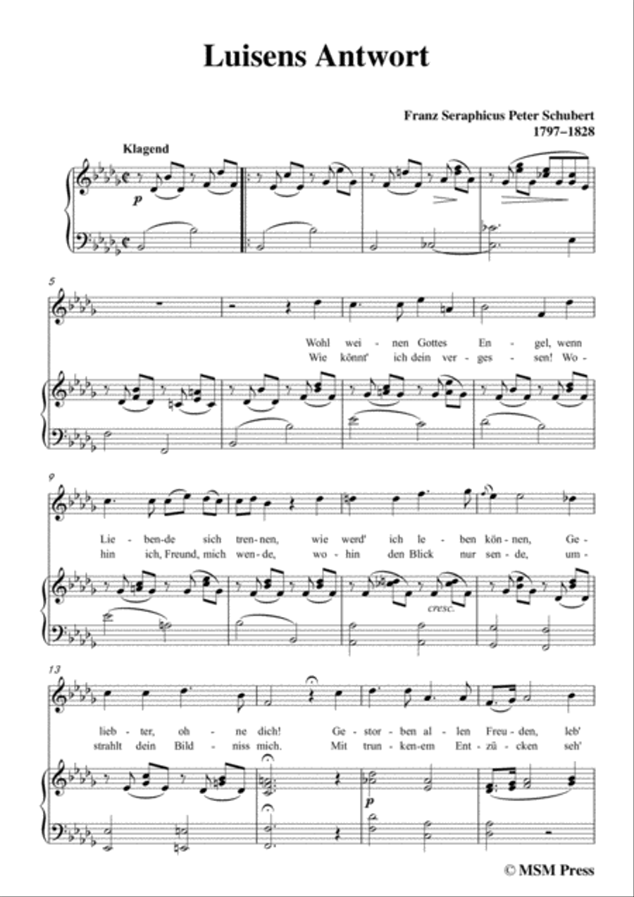 Schubert-Luisens Antwort,in b flat minor,for Voice&Piano Voice scores gallery preview page 3
