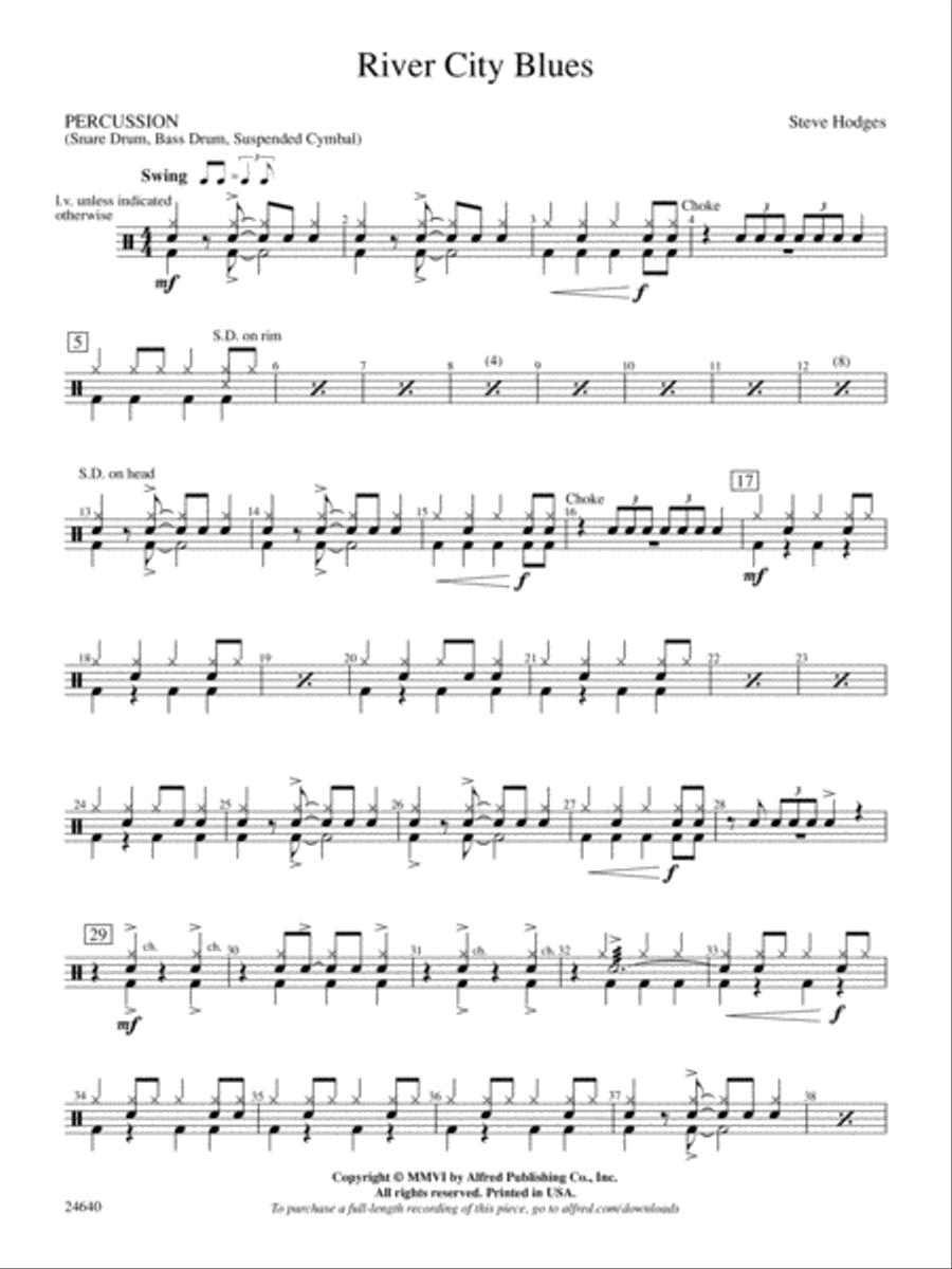 River City Blues: 1st Percussion Concert Band scores gallery preview page 1
