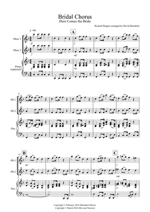 Bridal Chorus "Here Comes The Bride" for Oboe Duet