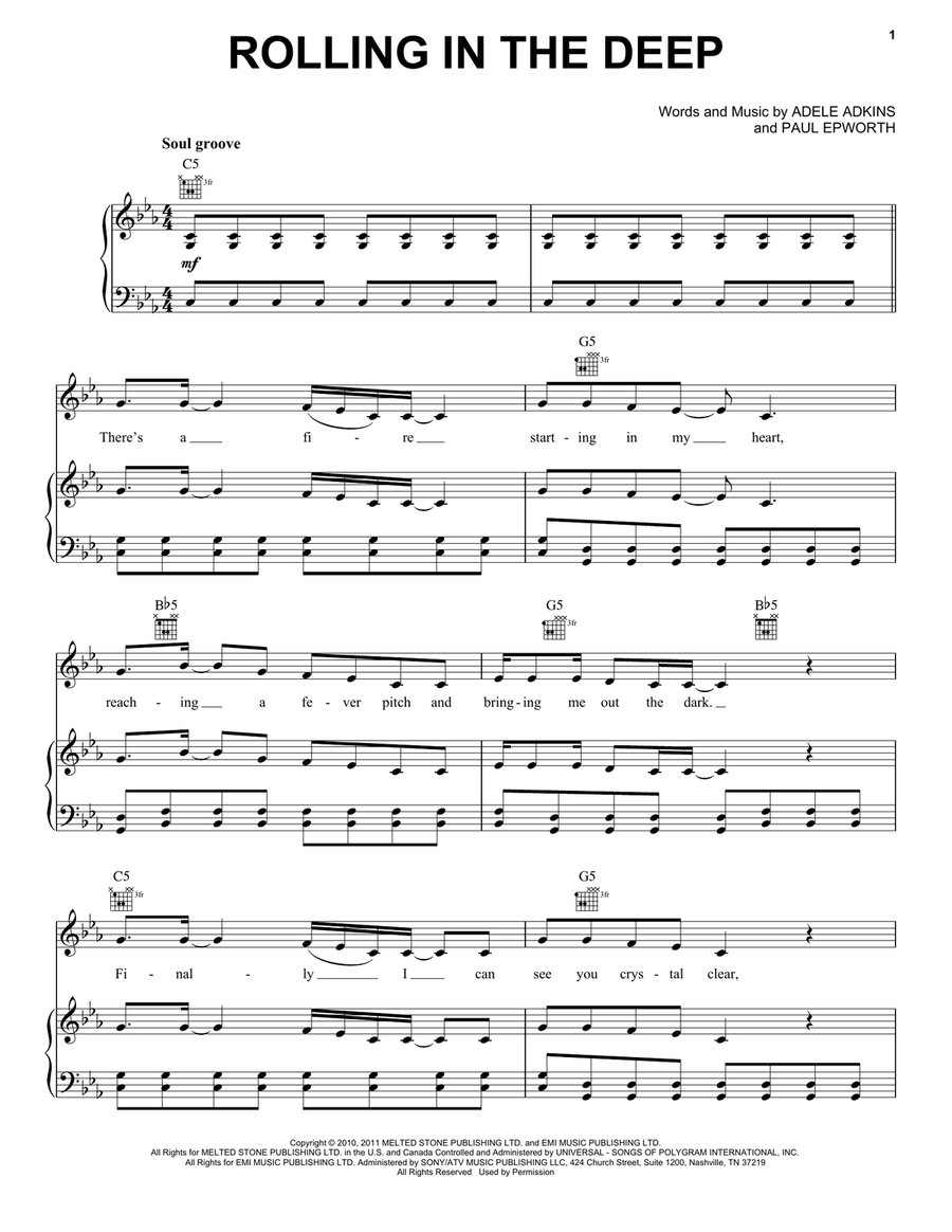 Rolling In The Deep Acoustic Guitar scores gallery preview page 1