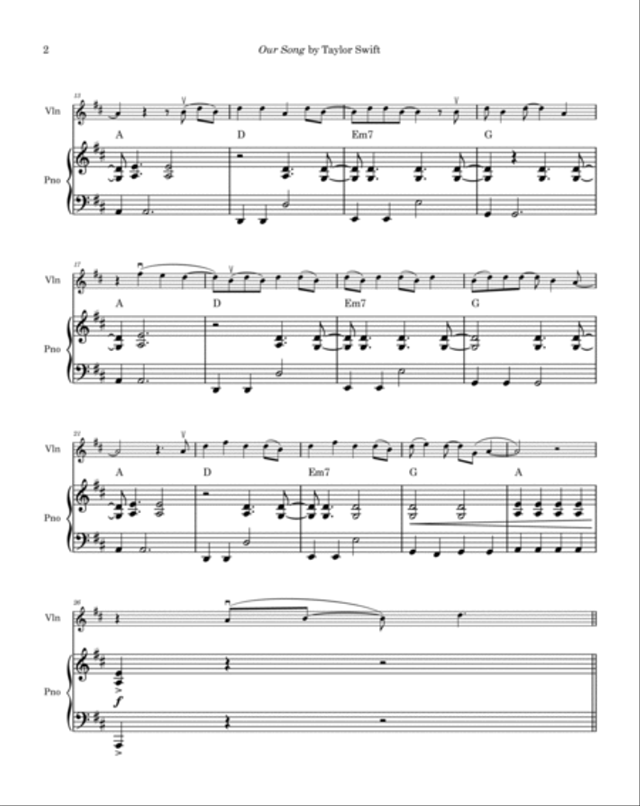 Our Song Violin Solo scores gallery preview page 2