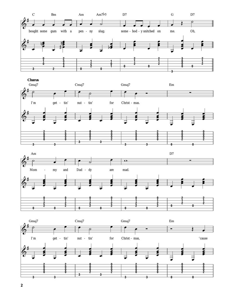 Nuttin' For Christmas Nuttin' For Christmas Guitar Tablature scores gallery preview page 2