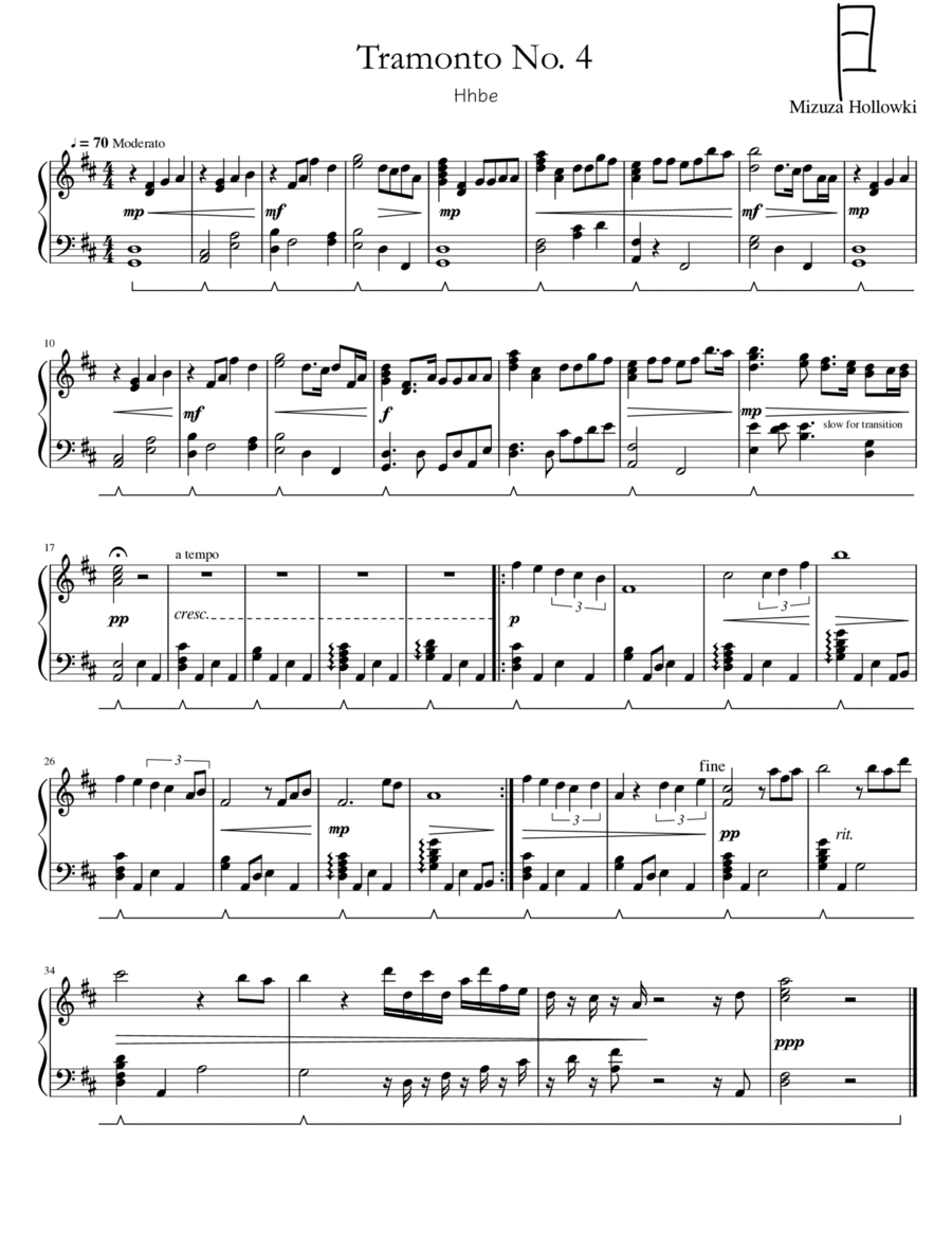 Tramonto No. 4 Piano Solo scores gallery preview page 1