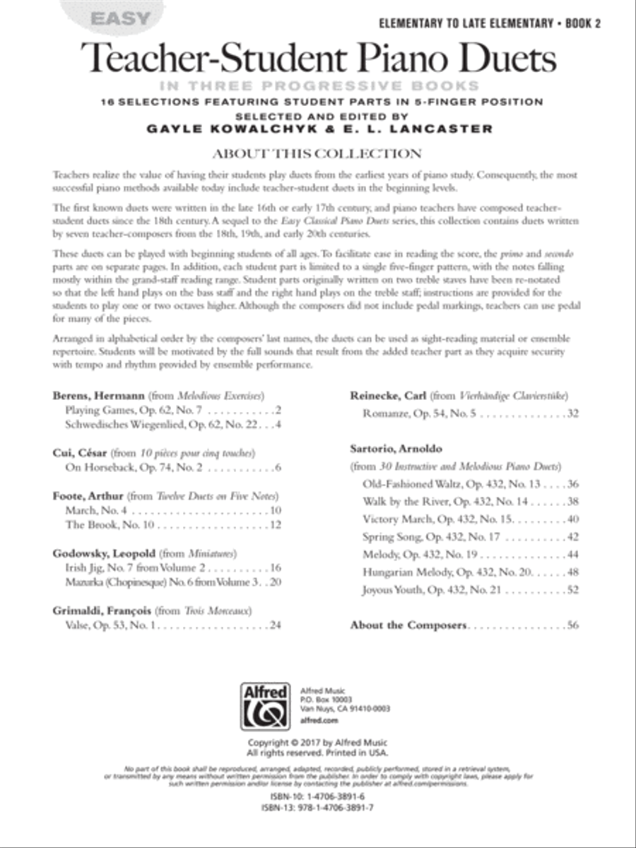 Easy Teacher-Student Piano Duets 1-3 (Value Pack) Easy Teacher-Student Piano Duets 1-3 (Value Pack) Piano Method scores gallery preview page 14