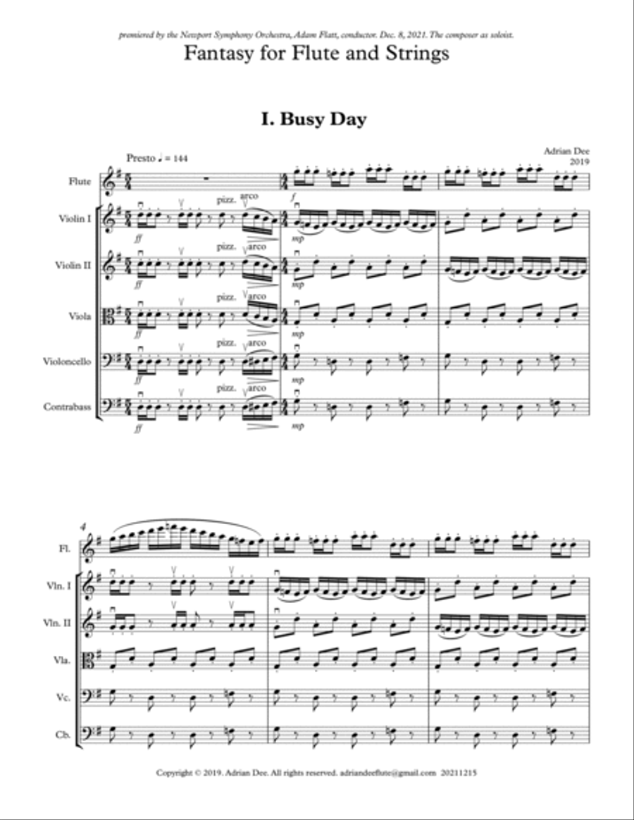 Fantasy for Flute and Strings Chamber Music scores gallery preview page 3