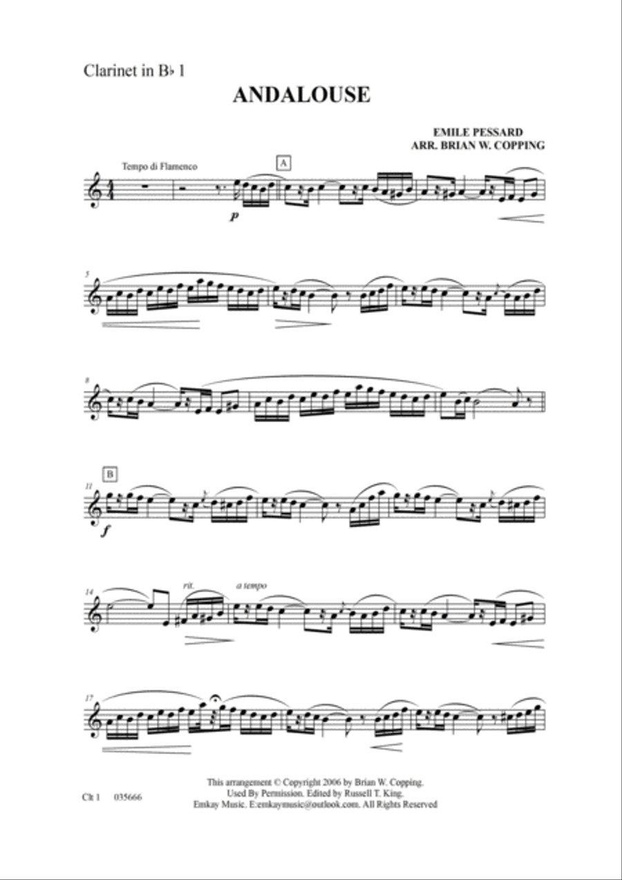 ANDALOUSE – CLARINET QUARTET Clarinet Quartet scores gallery preview page 6