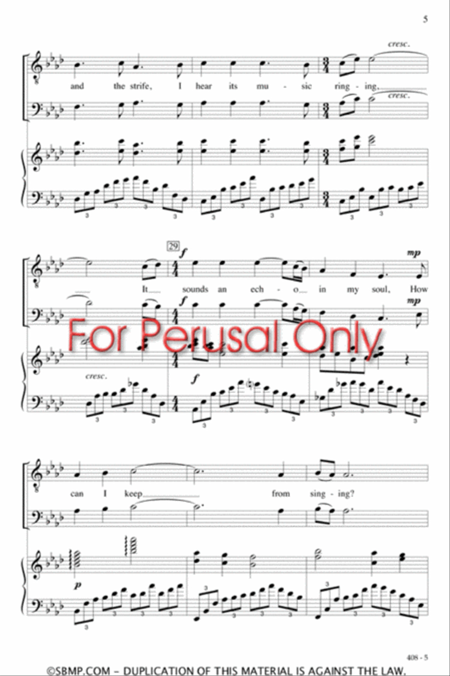 How Can I Keep from Singing - TTB/TBB Octavo TTB scores gallery preview page 4