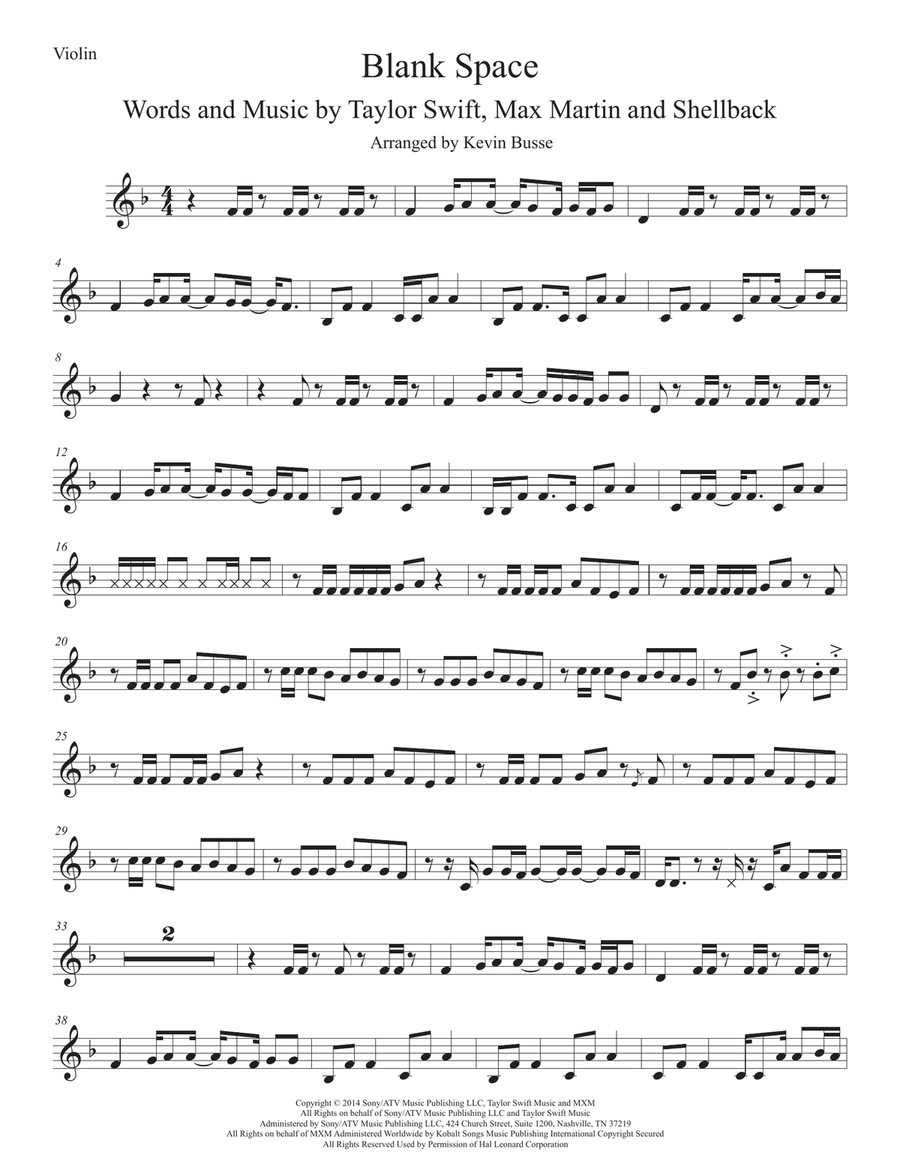 Blank Space Blank Space Violin Solo scores gallery preview page 1