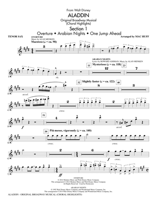 Book cover for Aladdin (Choral Highlights) (from Aladdin: The Broadway Musical) (arr. Mac Huff) - Tenor Saxophone