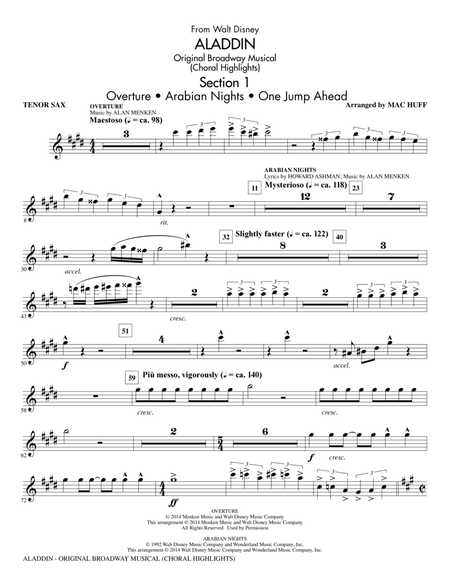 Aladdin (Choral Highlights) (from Aladdin: The Broadway Musical) (arr. Mac Huff) - Tenor Saxophone