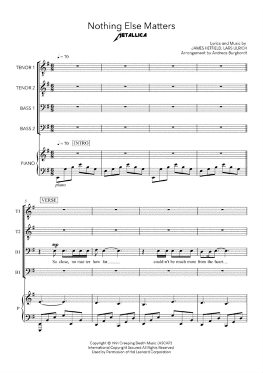 Nothing Else Matters TTBB scores gallery preview page 2