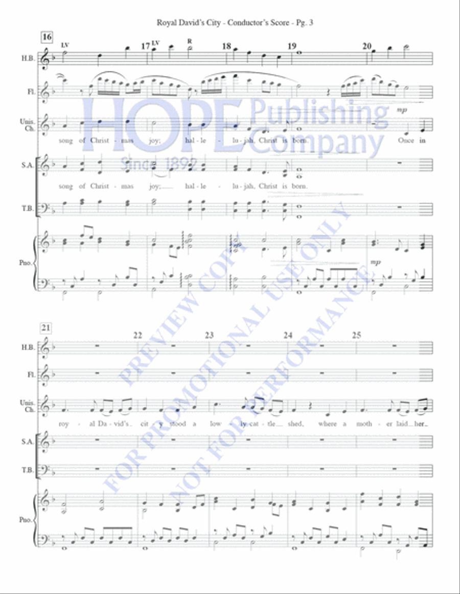 Royal David's City Unison Choir scores gallery preview page 4