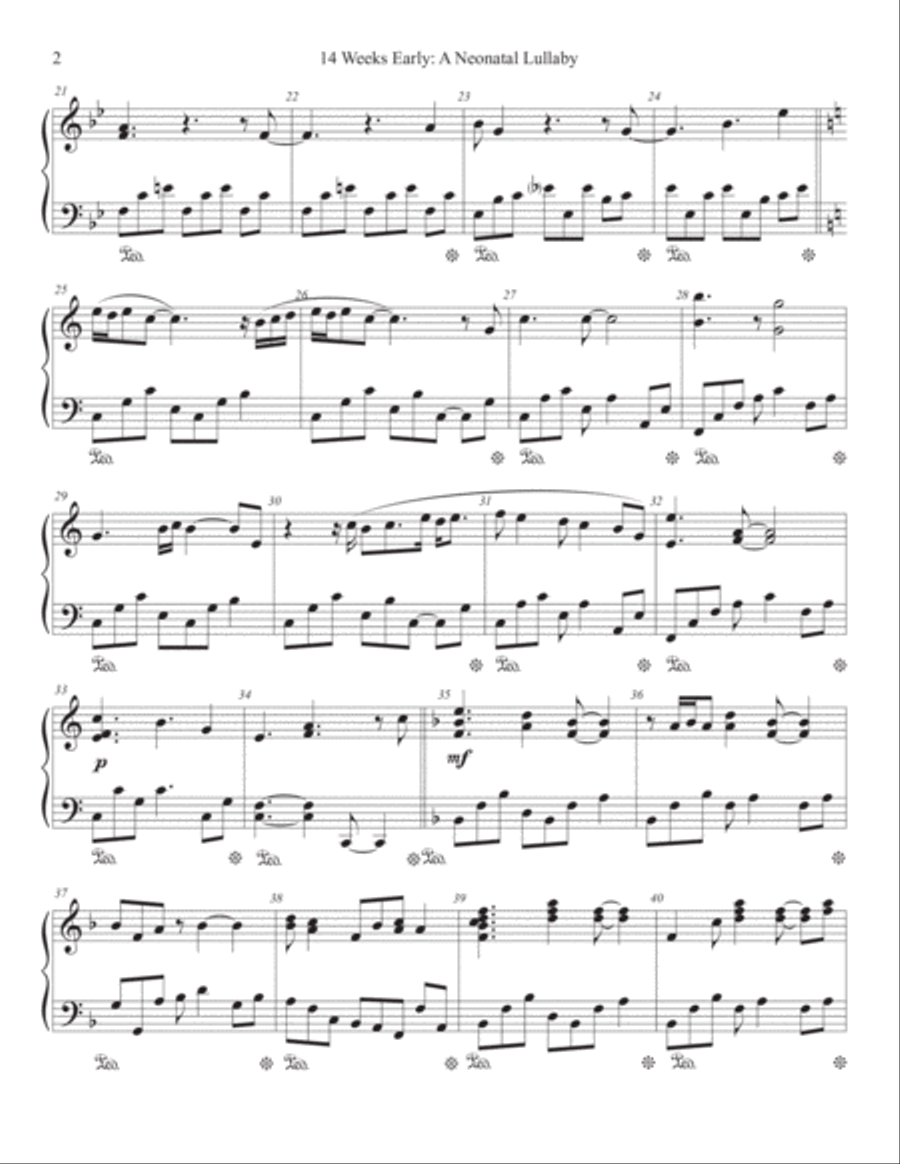 14 Weeks Early: A Neonatal Lullaby Piano Solo scores gallery preview page 2