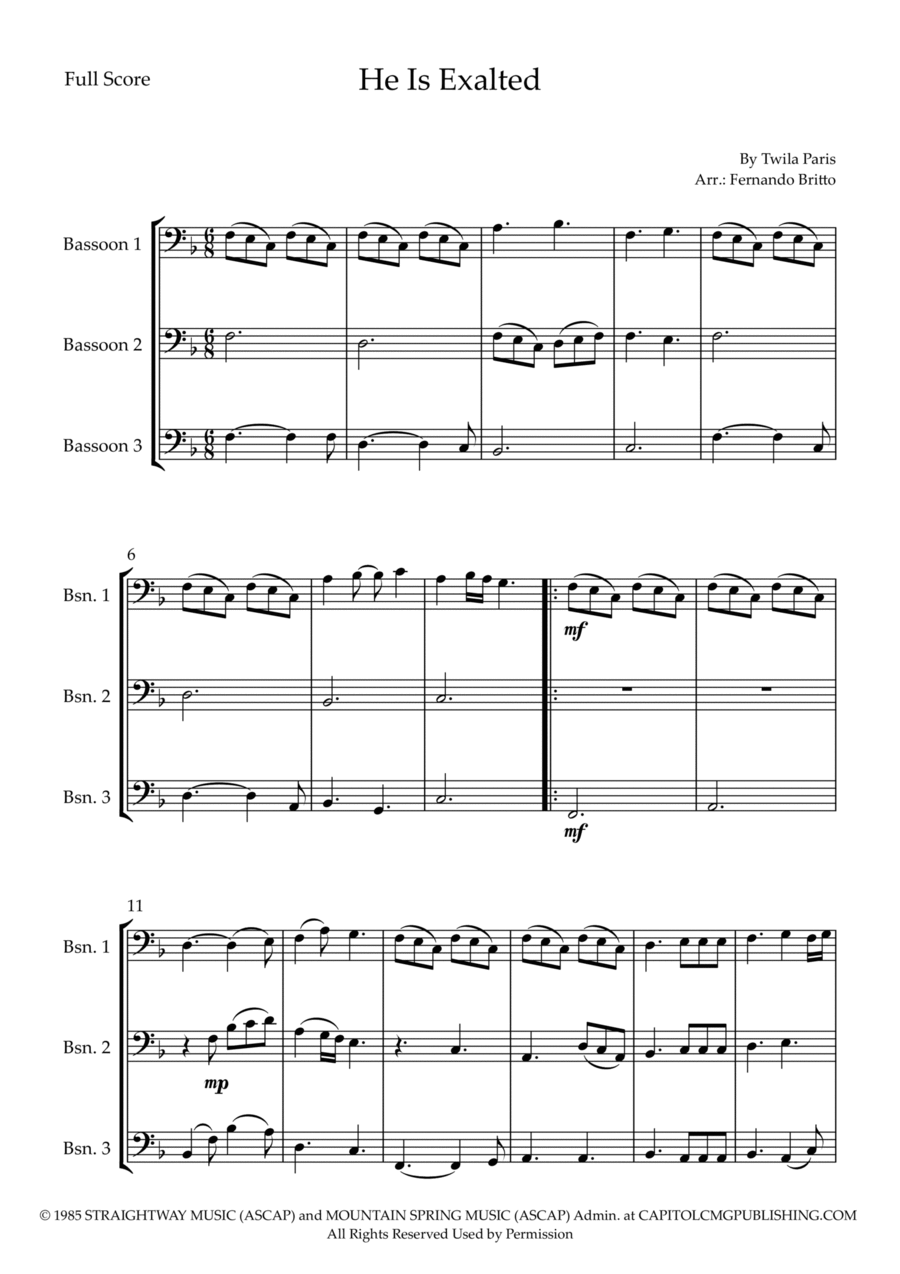 He Is Exalted Woodwind Trio scores gallery preview page 1