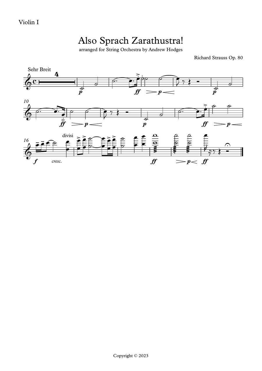 (Introduction) Also Sprach Zarathustra String Orchestra scores gallery preview page 3