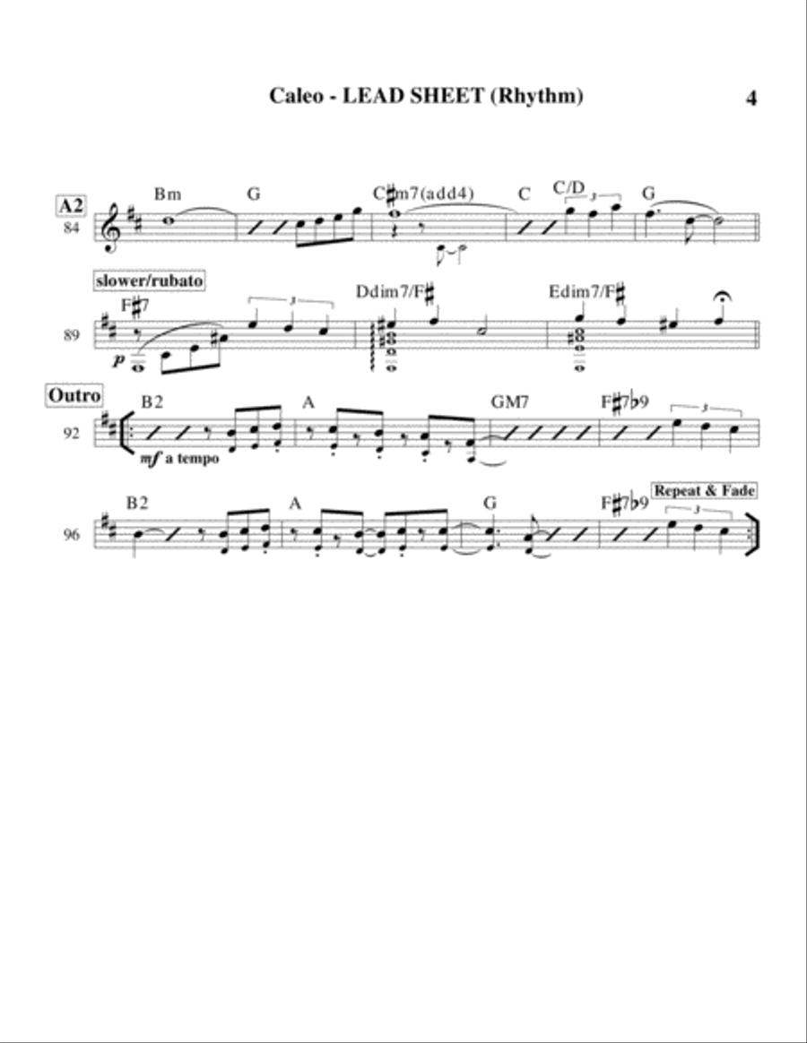 Caleo (Lead Sheet & Additional Parts) Guitar Ensemble scores gallery preview page 4