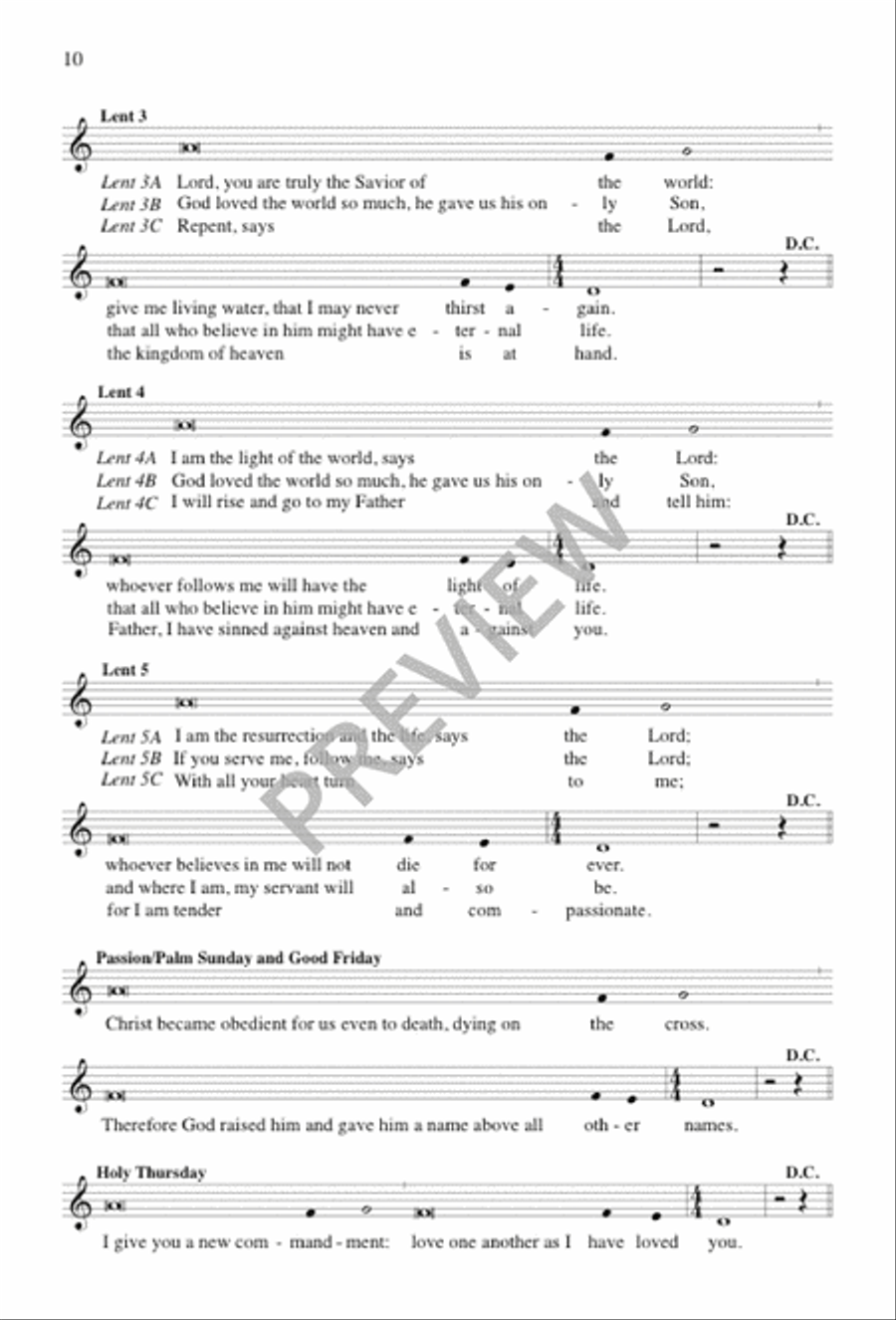 Psalm and Gospel Acclamation for Lent 4-Part scores gallery preview page 9