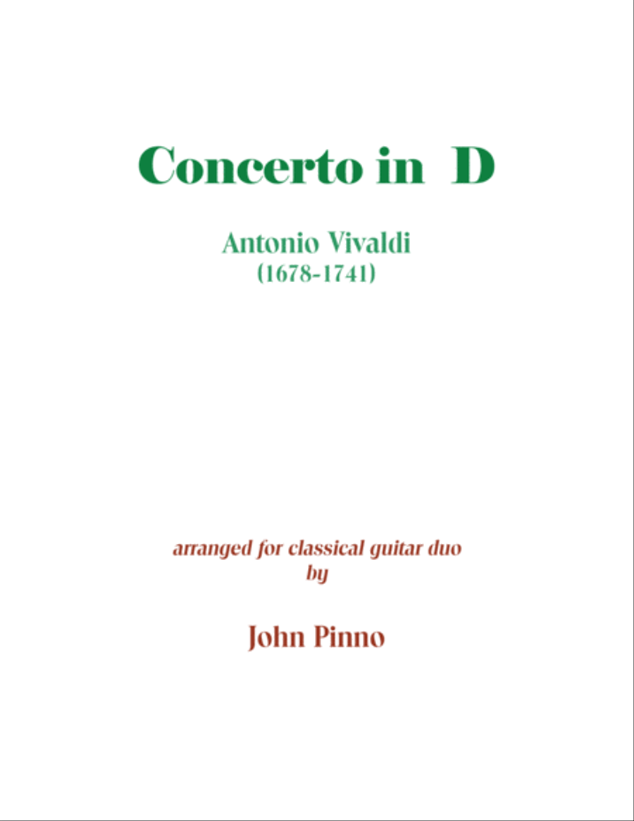 Vivaldi Concerto in D arranged for two classical guitars Acoustic Guitar scores gallery preview page 1