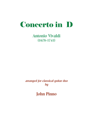 Book cover for Vivaldi Concerto in D arranged for two classical guitars