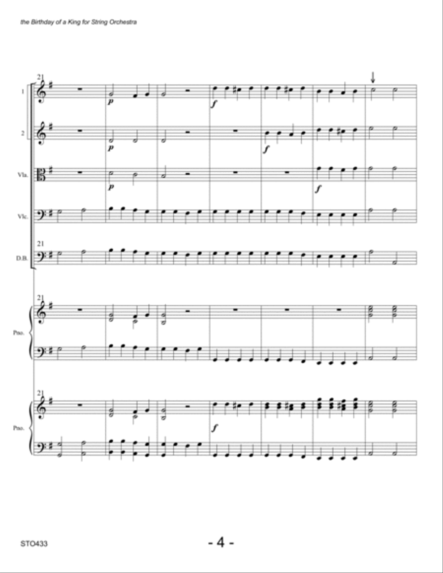 THE BIRTHDAY OF A KING - STRING ORCHESTRA with optional Piano String Orchestra scores gallery preview page 4